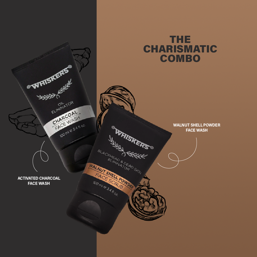 WHISKERS THE URBAN DETOX COMBO: Charcoal Deep Cleanse & Walnut Exfoliation